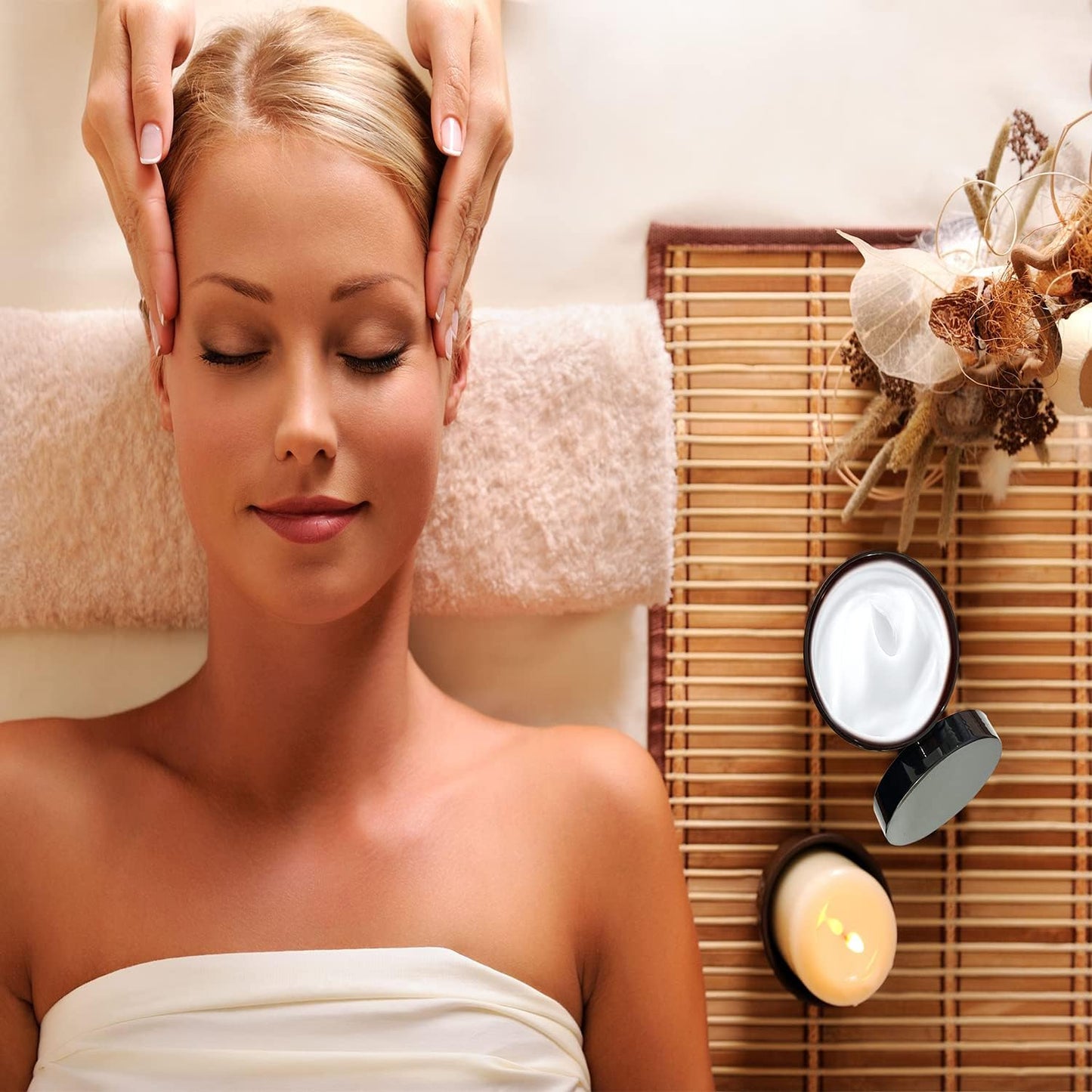 12 oz Amber Plastic Cosmetic Jars Leak Proof Container with Black Lid for Cream, Lotion, Powder, ointment, Beauty Products etc, 6 Pcs.-GlimoraGlow