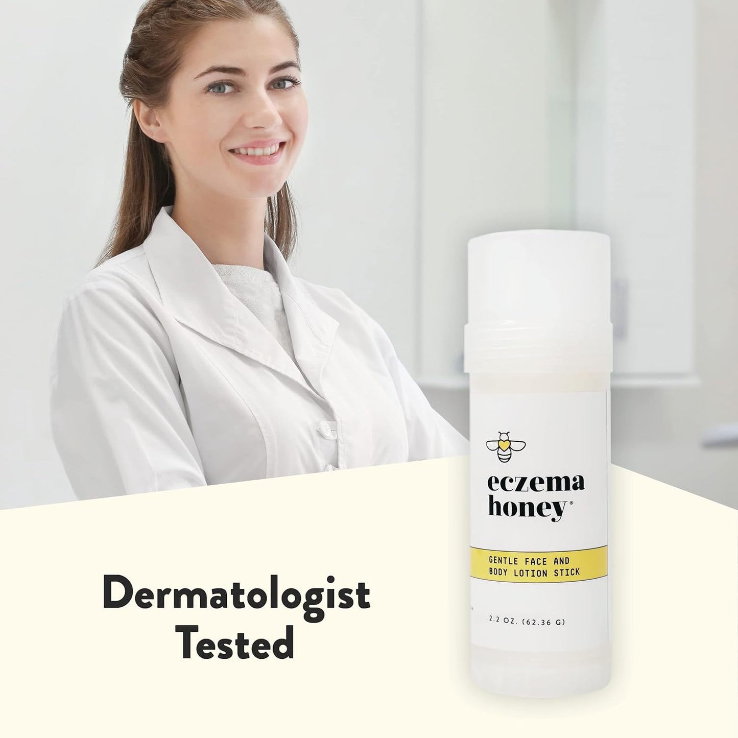 ECZEMA HONEY Gentle Face & Body Lotion Stick - Moisturizing Colloidal Oatmeal Hand Cream for Extremely Dry Skin - Eczema Lotion Helps Psoriasis, Dermatitis & More (2.2 Oz)-GlimoraGlow