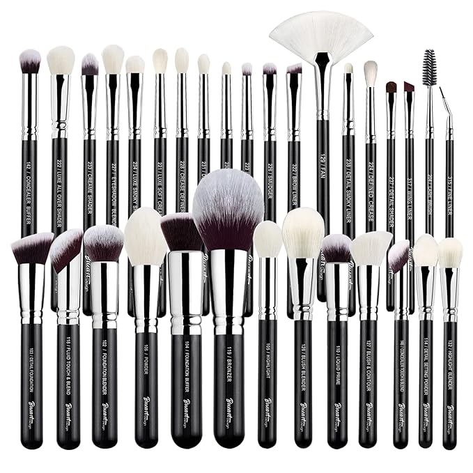 Pro makeup Artist Brushes Set 32Pcs Luxury Goat Hair Horse hair Makeup Brush Set eye and face brushes for every possibility By Bueart Design-GlimoraGlow