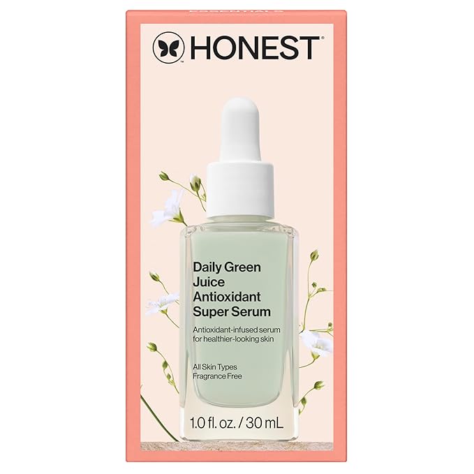 Honest Beauty Daily Green Juice Antioxidant Super Serum | Improves Skin Tone + Texture | Gentle for Sensitive Skin, Fragrance Free, Vegan | 1 fl oz-GlimoraGlow
