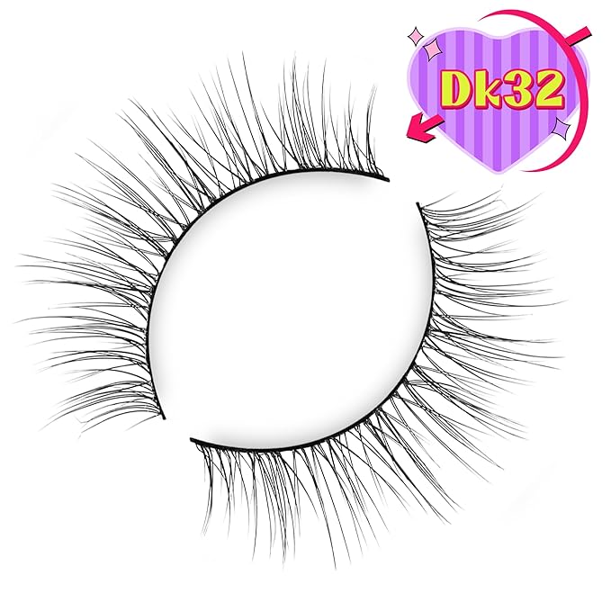 Onlyall Natural Lashes Wispy Lashes Natural Look False Eyelashes Natural Flared Eyelashes False Eye Lashes Soft Fluffy Lashes 7 Pairs DK32, Black-GlimoraGlow