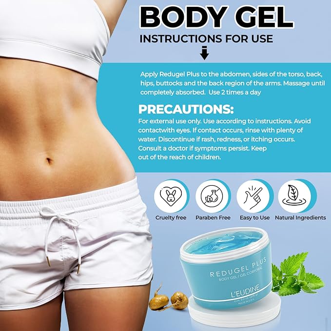 L’EUDINE Redugel Plus Skin Tightening Cream for Body, Firming Cream with Mint Oil, Field Horsetail, Marine Algae, Maca Extract, Skin Firming and Tightening Lotion – 8oz-GlimoraGlow