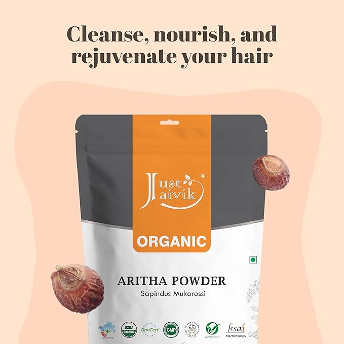 100% Organic Certified Aritha Powder (Soap Nut Powder) 227g /0.5 LB/ 08oz - Organic Hair Cleansing and Conditioning Product-GlimoraGlow