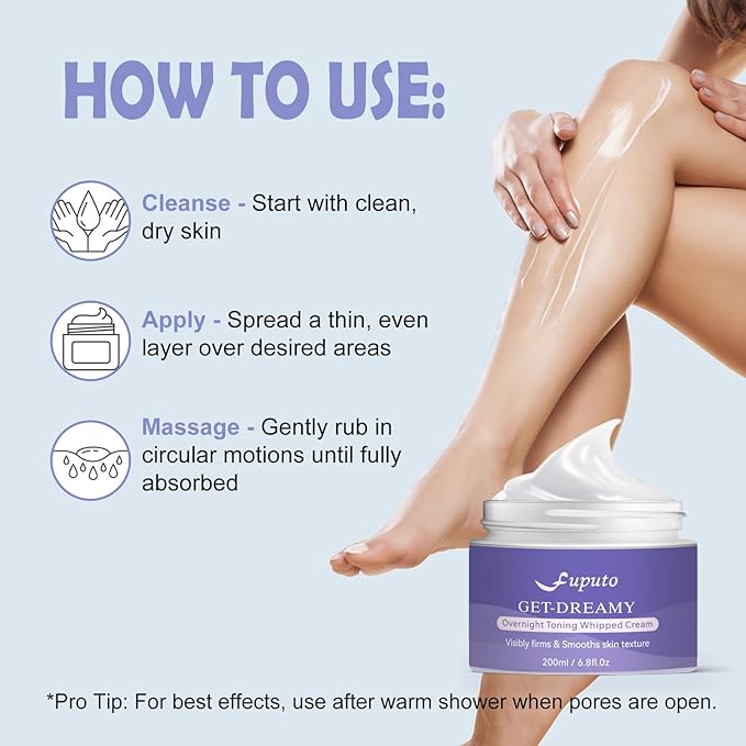 Get Dreamy Overnight Toning Whip - Body Firming Cream for Women, 6.76 oz Sleep & Sculpt Night Cream, Reduces the Appearance of Body Skin Laxity for Mulated for All Skin Types (200ml)-GlimoraGlow