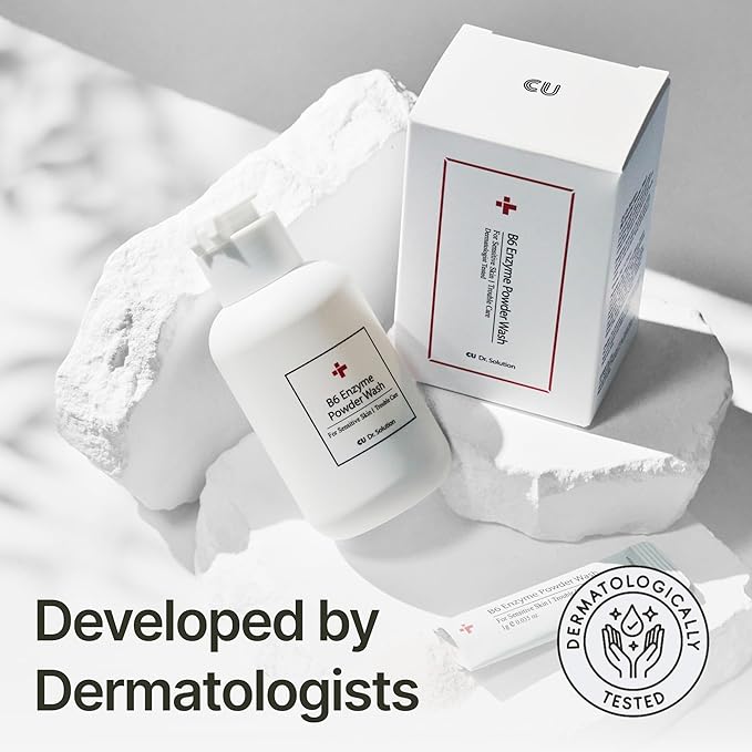 B6 Enzyme Powder Face Cleanser, Korean Skin Care Exfoliating Face Wash with PHA and Papain Enzyme, Face Exfoliator with Calamine and Vitamin B6, Gentle Cleanser, 55g (1.94 Oz)-GlimoraGlow