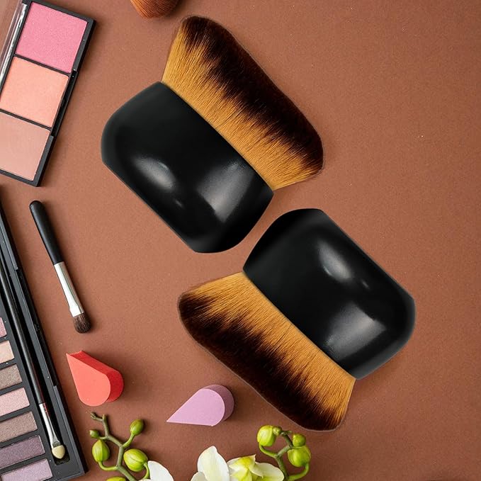 Extra Large Body Makeup Brush For Self Tanner, Leg Makeup &Bronzer Blend,75 mm Wide-headed Kabuki Brush Provides More Even& Pretty Application, Sunscreen Face& Back Makeup Brush, Wet& Dry Use- Black-GlimoraGlow