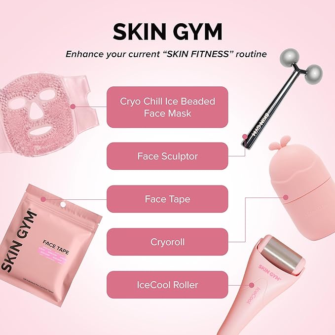 SKIN GYM IceCool Ice Roller, Stainless Steel Cryo Facial Tool for Puffiness and Redness Relief-GlimoraGlow