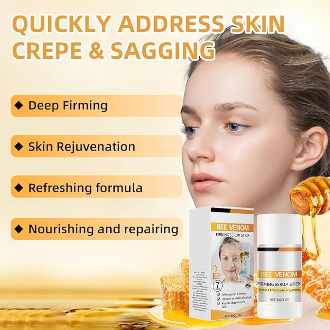 Bee Venom Firming Serum Stick, 2PCS Anti-Aging Face Cream, Lifts and Tightens the Skin, Hydrating, Lifting & Restoring Skin Elasticity, Bee Venom Body Tightening Cream for Women & Men-GlimoraGlow