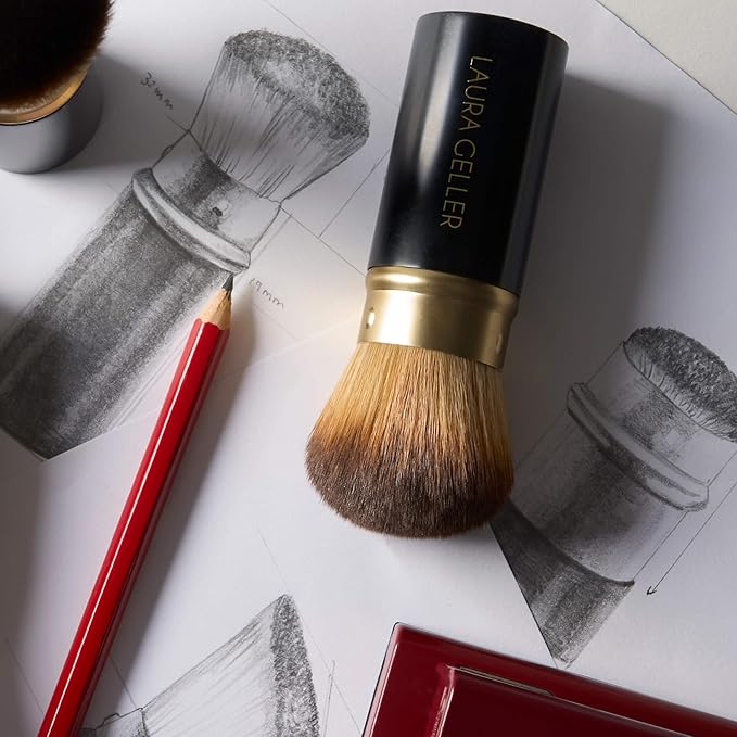 LAURA GELLER NEW YORK Retractable Airbrush Kabuki Brush for All Face Makeup & Foundation for Liquid, Cream and Powder Face Makeup With Aluminum Handle-GlimoraGlow
