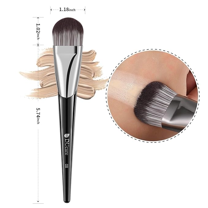 DUcare Flat Foundation Brush for Liquid Makeup, Premium Synthetic Hair Concealer/Kabuki Makeup Brush, Dense Bristles Design, Multi-Purpose Face Brushes for Liquid/Cream/Facial Mask-GlimoraGlow