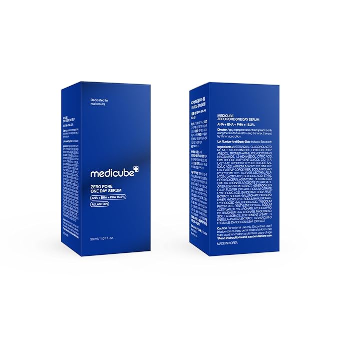 Medicube Zero Pore One-day Serum 1.01 fl.oz - Overnight Resurfacing Serum with Pore Tightening Complex - 15.2% AHA+BHA+PHA & 2% Niacinamide - 10.8% reduction in pore appearance after one day of use-GlimoraGlow