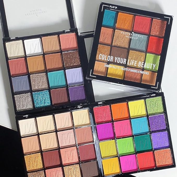 16 Colors Champagne Gold Glitter Matte Shimmer Eyeshadow Palette for Eye Makeup,High Pigmented Brown Eye Shadow Primers Powder Palet de sombras de ojos-GlimoraGlow