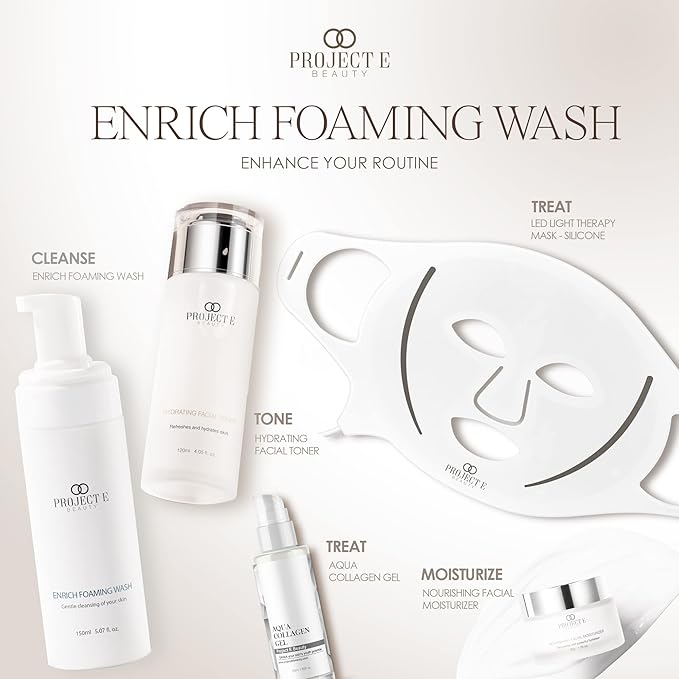 Project E Beauty Enrich Foaming Wash Gentle Cleansing | Moisturizing Daily Face Cleanser | Removes Dirt & Excess Oil | Brightens Skin | Hydrating Formulation | Clear & Smooth Skin | 150ml-GlimoraGlow