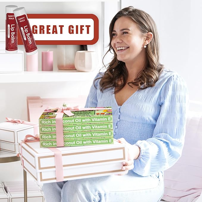 20 Pack Natural Lip Balm Bulk with Vitamin E and Coconut Oil Valentine's Day best choice - Moisturizing, Soothing, and Repairing Dry and Chapped Lips - 10 Flavors - Non-GMO-GlimoraGlow