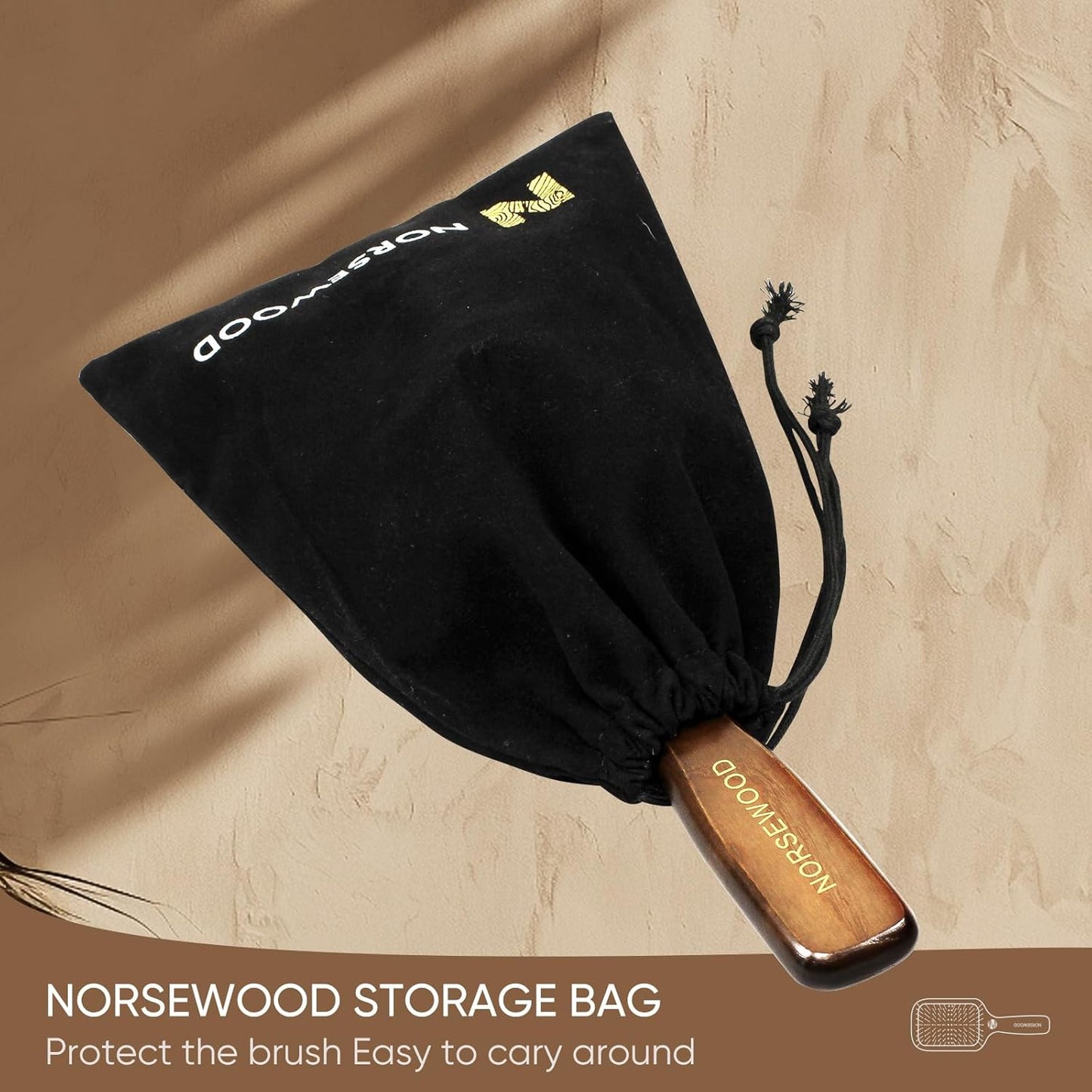 100% Natural Wood Hairbrush for Massaging Scalp,for Most Hair Types, Wooden Bristle for Reducing Damage, Scalp Massager Perfect for Women, Men & Kids-GlimoraGlow