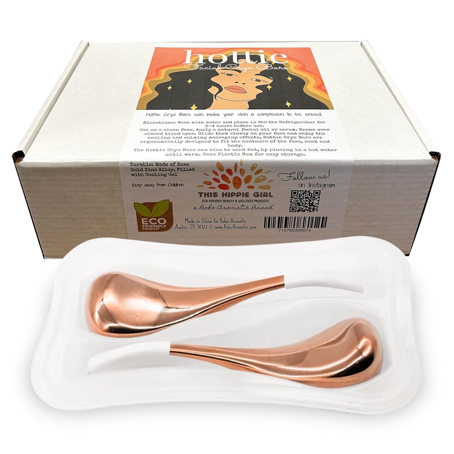 Ice Globes Facial Skin Care Tools for Women, Cryo Sticks for facials, Rose Gold Cold Therapy, Stainless Steel Cryo Wands, Soothe and DePuff Cold Bars for Face and Eyes, Facial Tools-GlimoraGlow