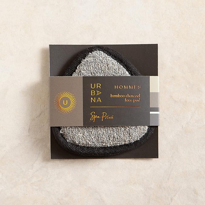 Urbana Spa Prive Men's Bamboo Charcoal Collection, Face Pad,Grey,6338-GlimoraGlow