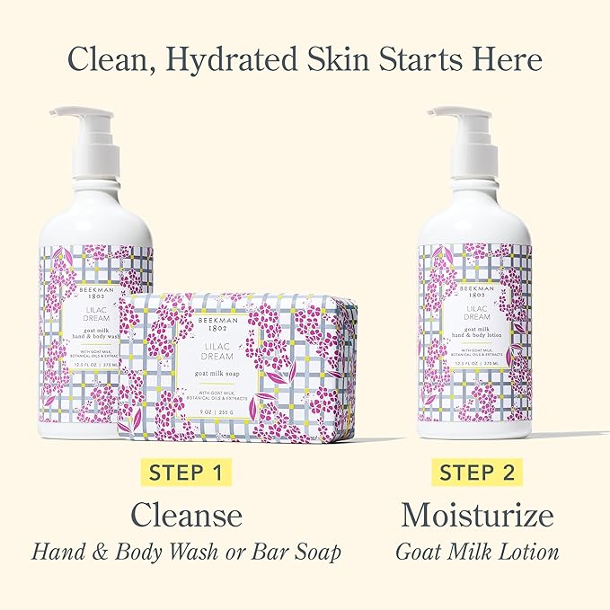 Beekman 1802 Goat Milk Body Lotion, Lilac Dream - Scented - 12.5 oz - Hydrating & Deeply Moisturizing - With Shea Butter & Jojoba Seed Oil - Good for Sensitive Skin - Cruelty Free-GlimoraGlow