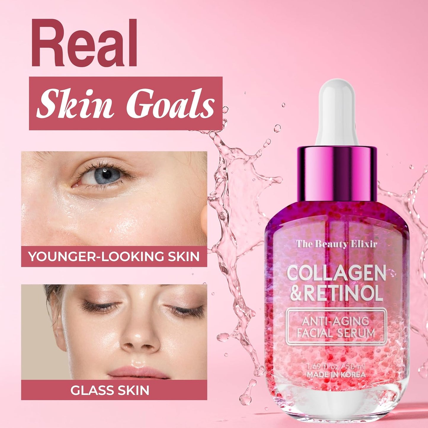 Collagen & Retinol Serum For Face - Ultra Hydrating, Restores, Smooths & Reduces Wrinkles - Dermatologist Tested, Natural Ingredients, Clean Beauty - Korean Skin Care - 1.69 Fl. Oz-GlimoraGlow