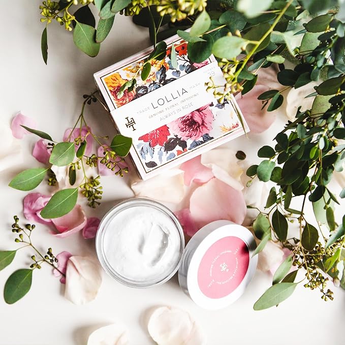 LOLLIA Always in Rose Body Butter, 5.5 oz. - Rose & Hibiscus Fragrance – Shea Butter & Cocoa Butter, Body Lotion for Women, Hydrating & Smooth Body Moisturizer-GlimoraGlow