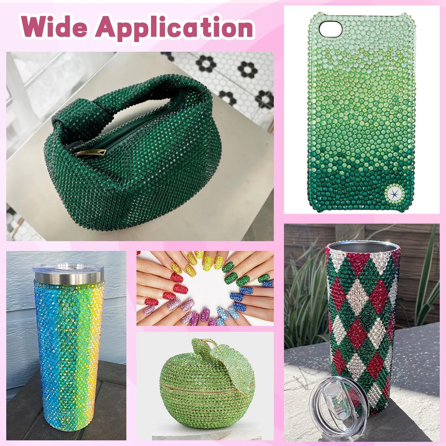 20000Pcs Green Rhinestones for Bedazzling with 1Pcs B7000 Jewelry Glue, Resin Rhinestones for Crafting Crafts DIY, Bedazzler Kit Gems for Clothing Shoes Tumblers Nail Art Assorted Size 3/4/5/6mm-GlimoraGlow