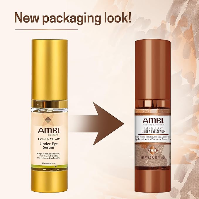 Ambi Even & Clear Under Eye Serum for All Skin Types Anti Aging Formula Features Peptides, Hyaluronic Acid, and Vitamin A to Help Reduce Fine Lines, Wrinkles, and Dark Circles , 0.5 Ounce-GlimoraGlow