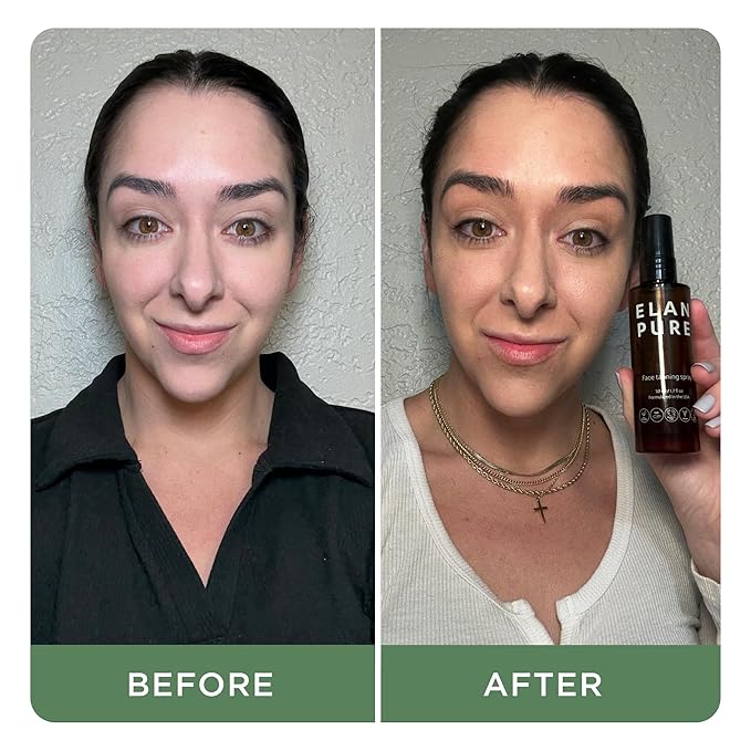 Face Tanning Mist, Organic Ingredients, Sunless Self Tanner, Bronzing, Hydrating, Steak-Free, Long Lasting Glow-GlimoraGlow