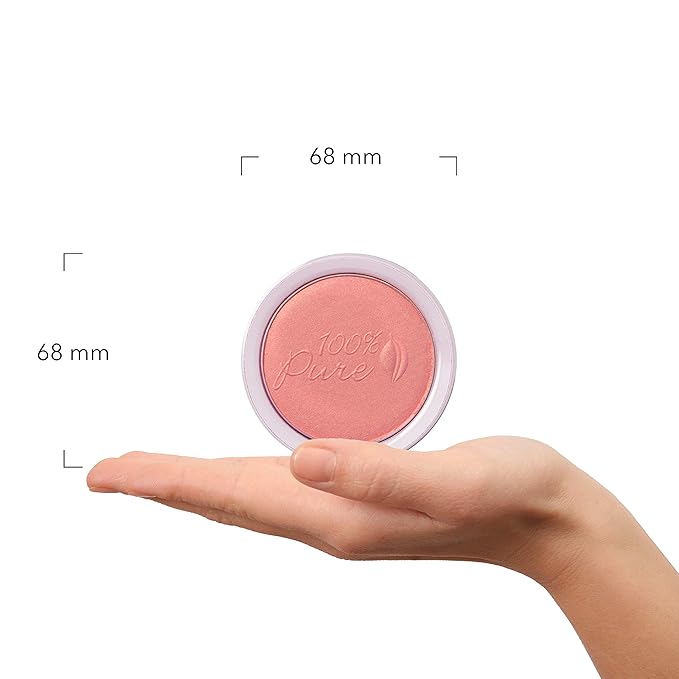 100% PURE Powder Blush (Fruit Pigmented), Mimosa, Soft Shimmery Finish, Nourishes Skin w/Rosehip Oil, Cocoa Butter, Natural Makeup (Light Coral) - 1.81 oz-GlimoraGlow