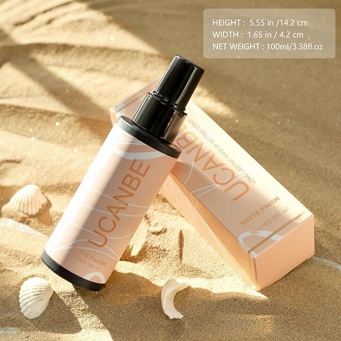 Long Lasting Makeup Setting Spray Kit - 3.38 Fl oz Super Matte Finish Setting Mist Lightweight Face Make up Fixer for Oily Skin + 1PC Sponge Puff + 1PC Powder Puff-GlimoraGlow