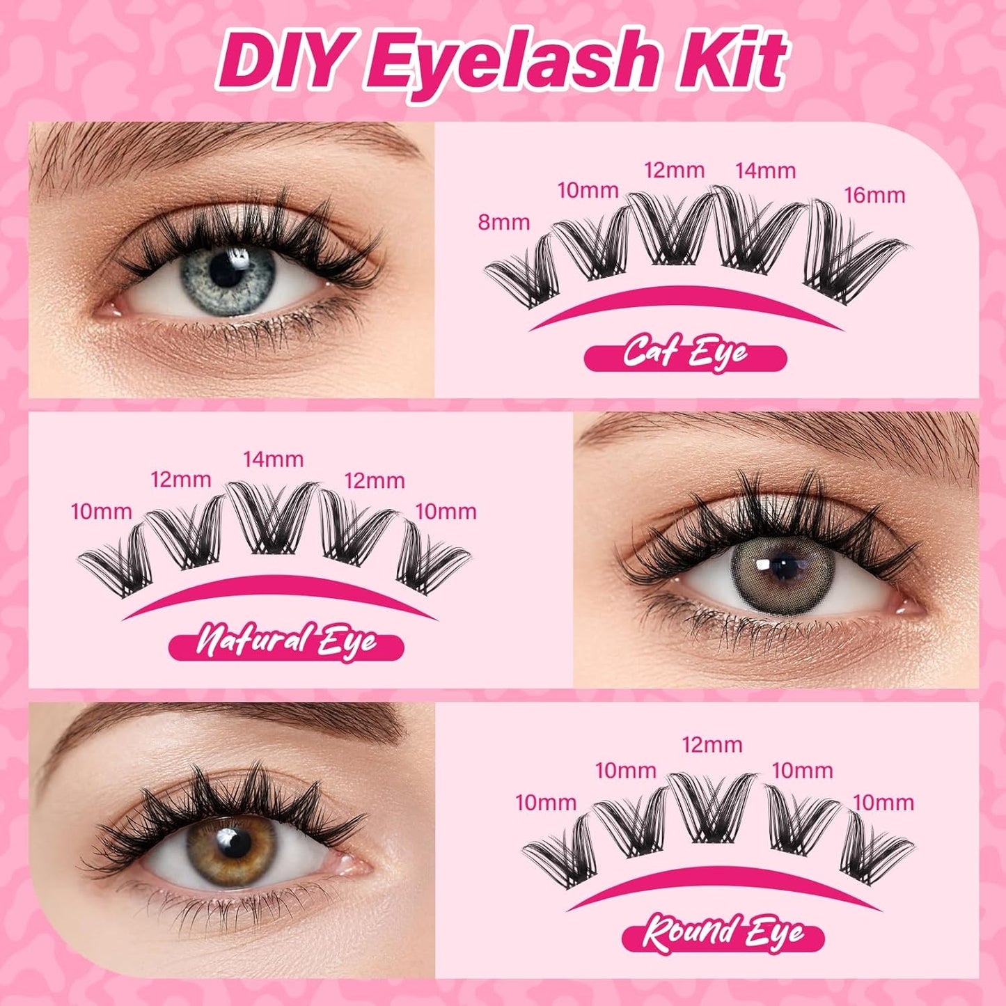 PRO LASHBEAUTY Manga Lash Clusters Kit with Lash Bond and Seal Eyelash Applictor Lash Remover DIY Lash Extension Kit for Beginner Waterproof Resuable Eyelash Extensions at Home (Sweety,8-16mix)-GlimoraGlow