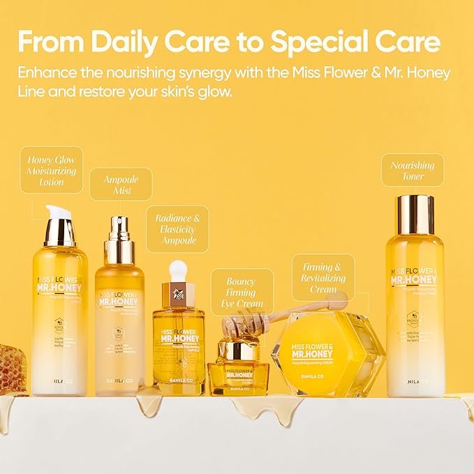 BANILA CO Miss Flower & Mr Honey Propolis Ampoule Mist | Nourishing Skin Double Layer & Moisturizing Makeup Fixer Setting Spray | Hydration Boost, Radiant Glow Serum (99ml / 3.34 fl oz)-GlimoraGlow