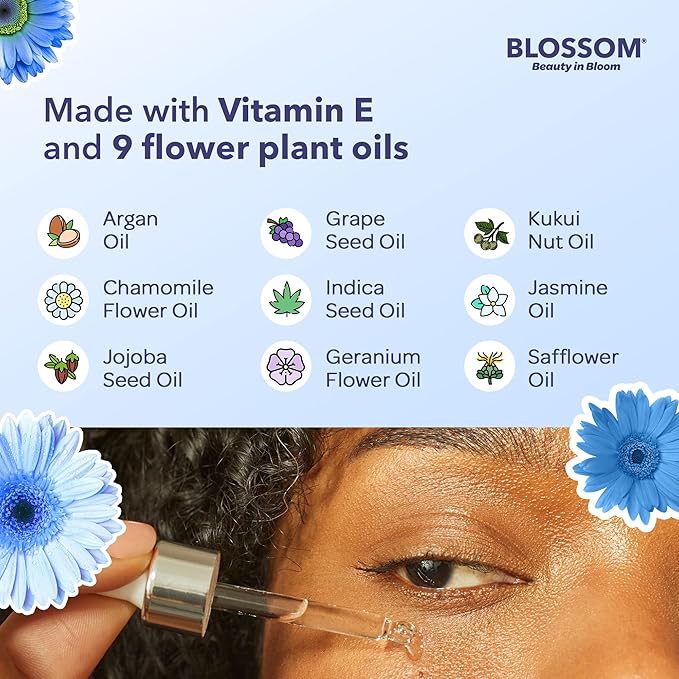 Blossom All Natural Organic Cruelty Free Moisturizing Eye Serum with Essential Oils, Infused with Real Flowers, Made in USA, 0.5 fl. oz./15ml, Winter Wonderland-GlimoraGlow