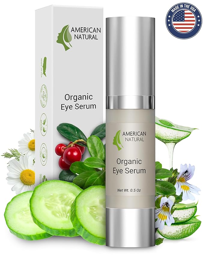 Blend Organic Eye Serum For Bags Under Eyes - Dark Eye Circle Remover with Eyebright Extract - Under Eye Serum For Dark Circles and Puffiness - Anti Aging Eye Cream For Women (0.5Oz)-GlimoraGlow