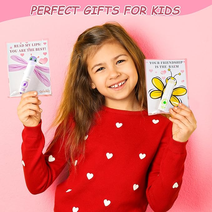 24 Pack Valentines Day Gifts for Kids lip balm bulk,chapstick bulk,party favors for kids boys girls,Natural Moisturizing Lip Balm for dry cracked lips,goody bag filler,Wedding Gifts-GlimoraGlow