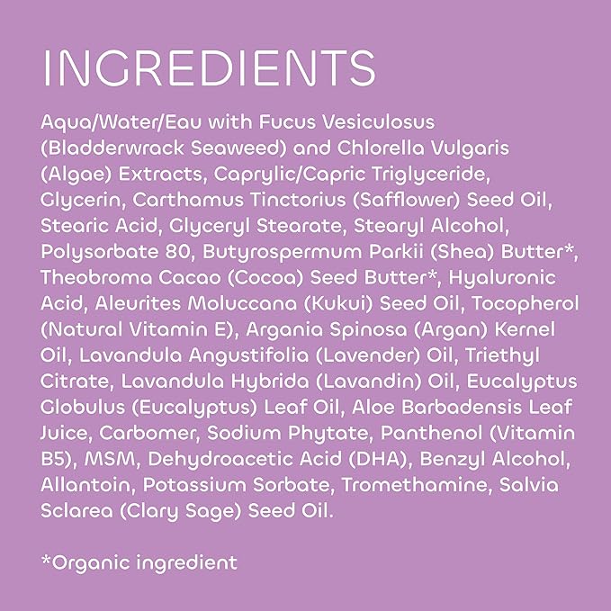 Seaweed Bath Co. Hydrate Body Cream, Lavender Scent, 6 Ounce, Nourishing Hand & Body Lotion Moisturizer for Dry Skin, with Sustainably Harvested Seaweed, Kukui Oil, Hyaluronic Acid, Shea Butter-GlimoraGlow