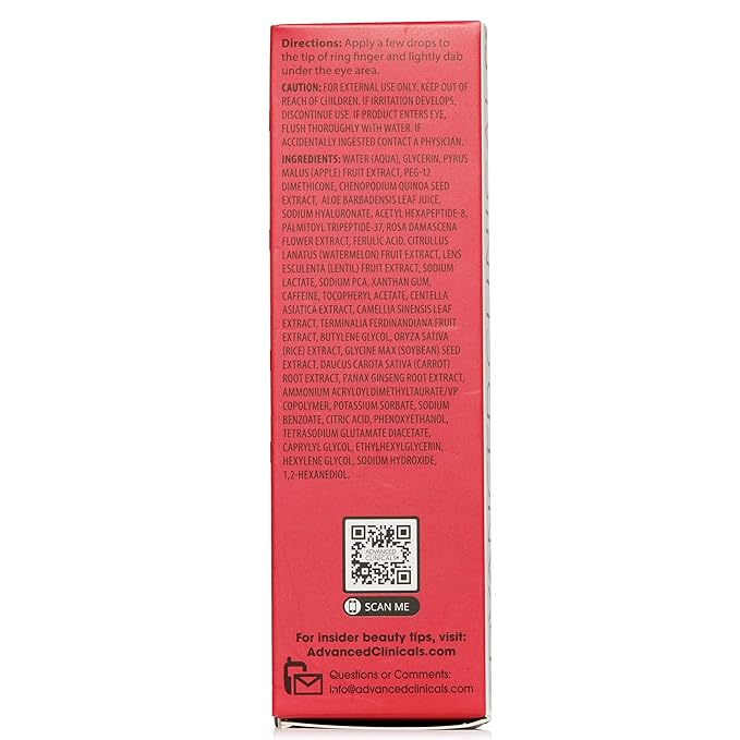 Advanced Clinicals Dark Circle Caffeine Under Eye Serum For Face With Hyaluronic Acid Moisturizer + Peptides | Brightening Vitamin C Serum Helps Improve Look Of Puffy Eye & Fine Lines, 1.75 Fl Oz-GlimoraGlow