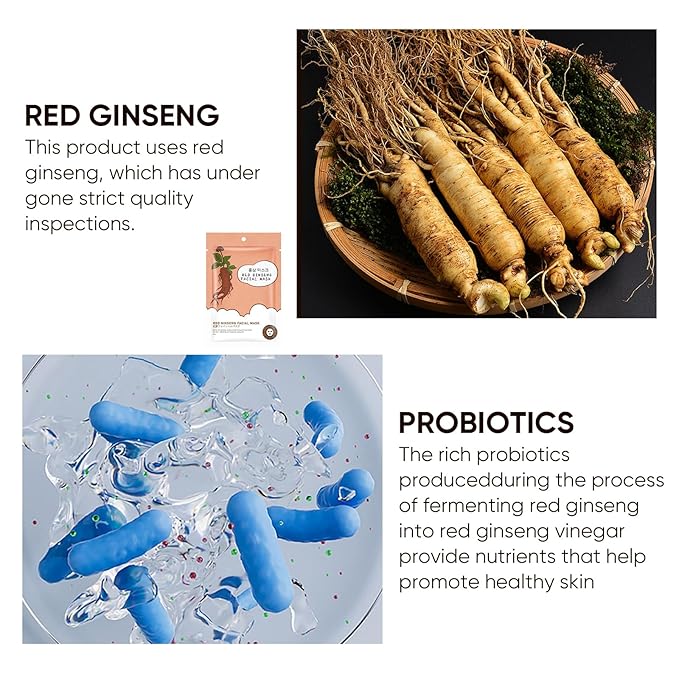 10Pack Sheet Face Masks Skincare for All Skin Types, Moisturizing Hydrating Face Masks Suitable for Sensitive Skin, Red Ginseng Face Masks for Wrinkles, Fine-Lines, Firmness and Elasticity-GlimoraGlow