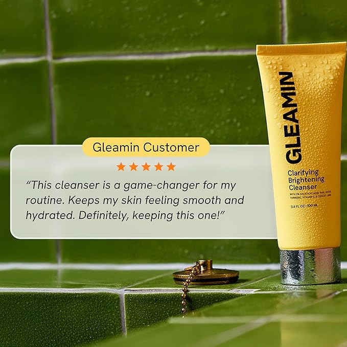 Gleamin Vitamin C Face Wash & Facial Cleanser - Cream to Foam 2% Salicylic Acid Cleanser with Paw Paw & Turmeric - Gentle Exfoliating Facewash for Women & Men, Oily & Combination Skin, 3.4 fl oz-GlimoraGlow