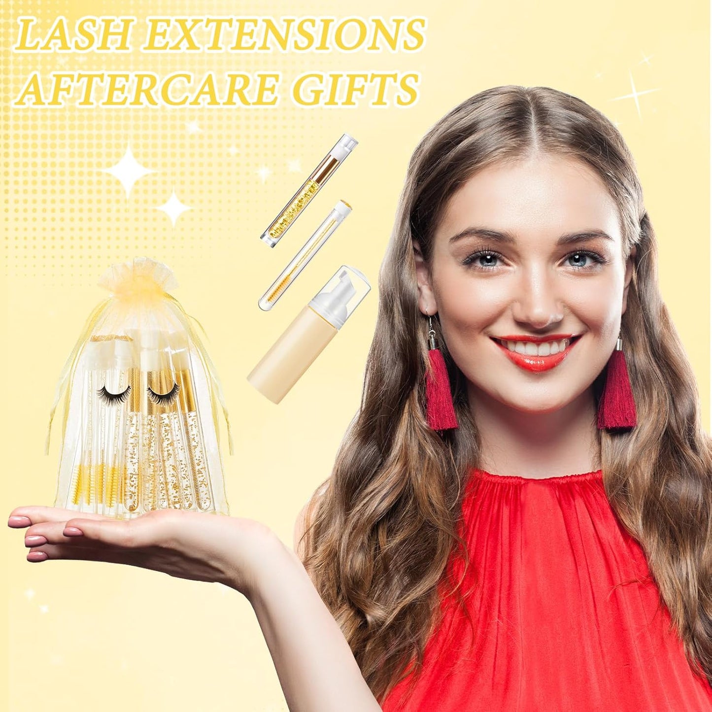 Zhehao 80 Pcs Lash Shampoo Bottle Brushes Kit 20 Foam Pump Dispensers 20 Lash Shampoo Brushes 20 Eyelash Aftercare Bag 20 Cleaning Pipes, Eyelash Extension Supplies(Gold)-GlimoraGlow