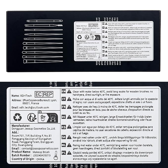 Jessup Eyeshadow Brush Set, 10Pcs Eye Makeup Brushes Professional for Blending Eye Shadow Liner Crease, Duo-end Brow Brush, Elegant Black T337-GlimoraGlow