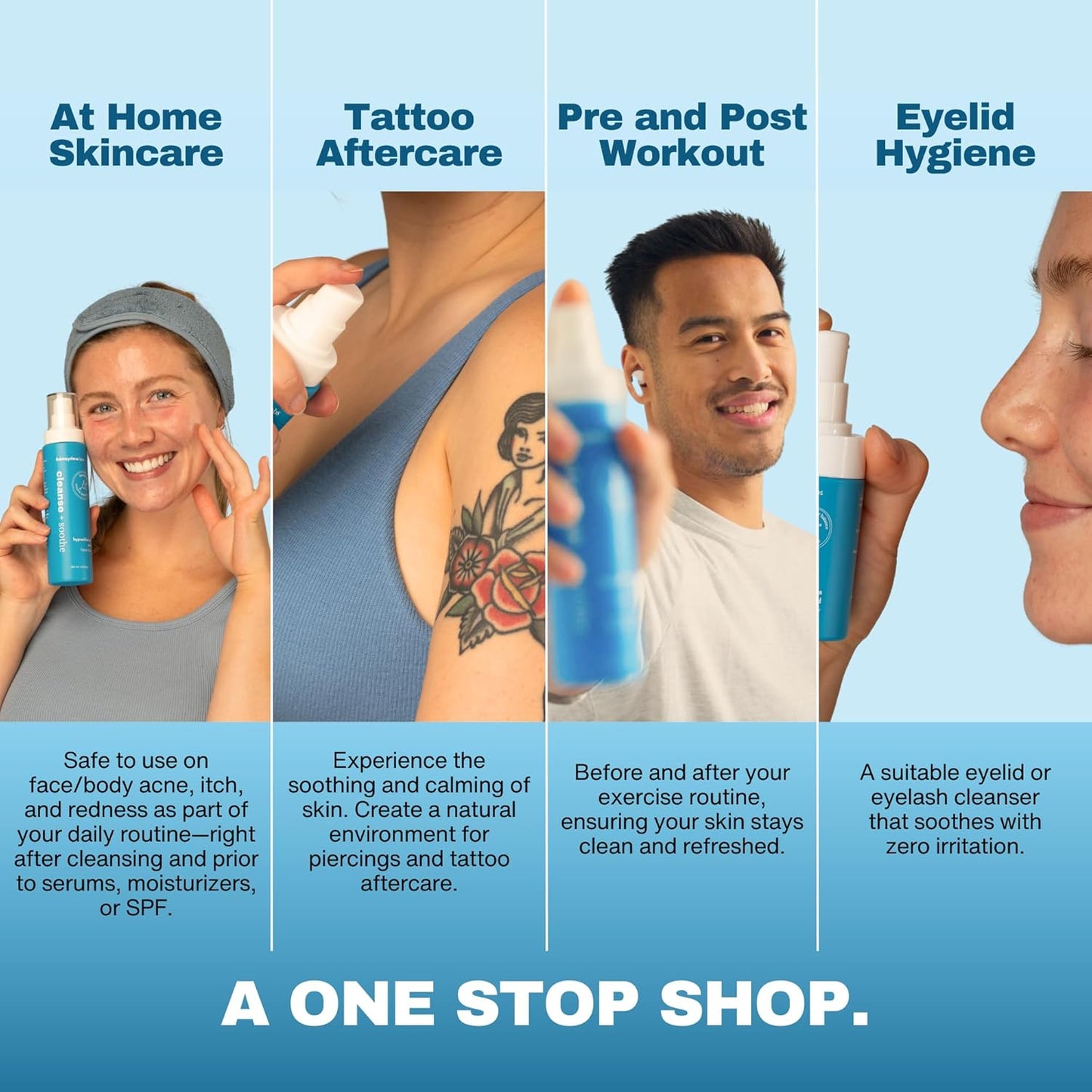 Hypochlorous Acid Spray - HOCL - Hypoallergenic Skin Toner Cleanse and Soothe Sensitive Face - Acne - Eczema - Bacne - Eyelid - Pre Post Workout (Mini Bundle Pack - 2fl + 2 fl)-GlimoraGlow