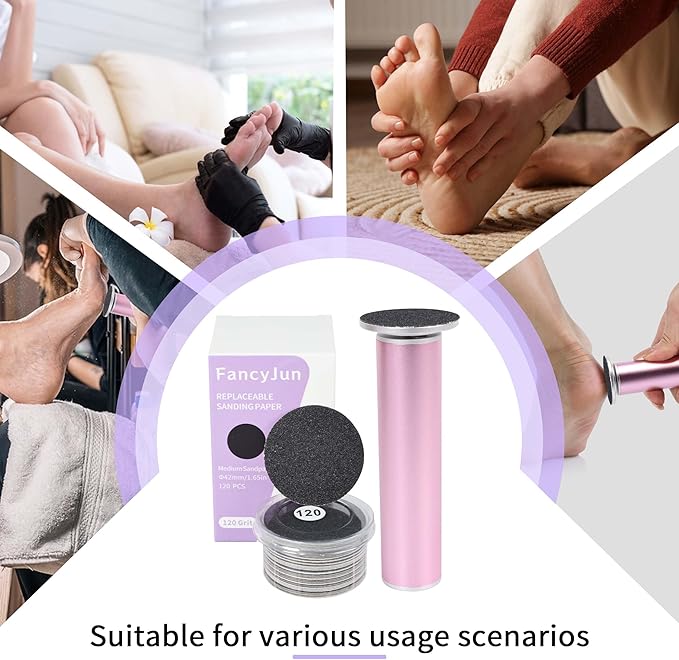 120PCS Medium 120 Grit Replaceable Sandpaper Discs for Electric Foot Callus Removers - 42mm/1.65in Smoothing Foot File Refills - Daily Foot Maintenance & Softening-GlimoraGlow
