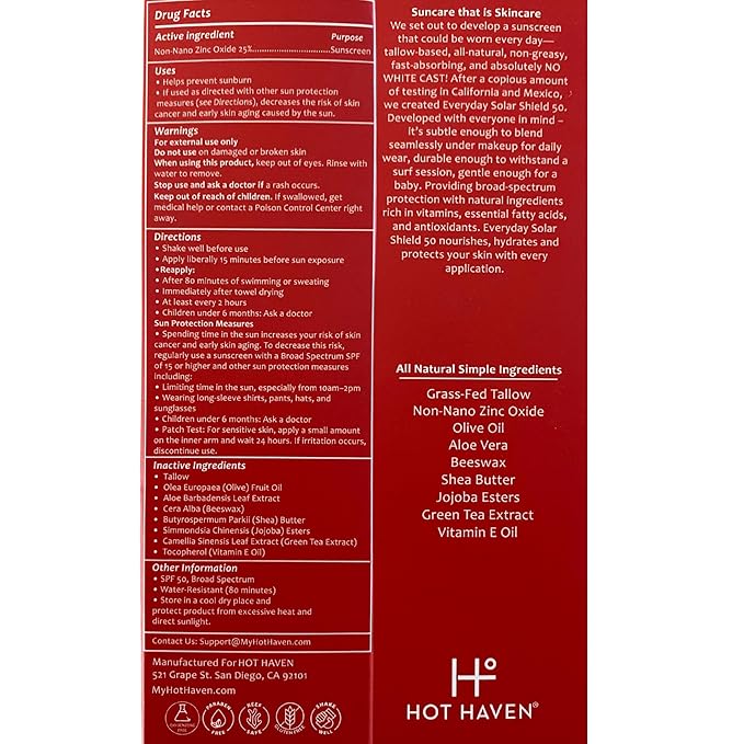 Tallow Sunscreen SPF 50 – Everyday Solar Shield Mineral Sunscreen | Grass-Fed Tallow & Zinc Oxide – Non-Greasy, Baby Safe, Reef Friendly, Chemical-Free Moisturizer – 3.38 oz-GlimoraGlow