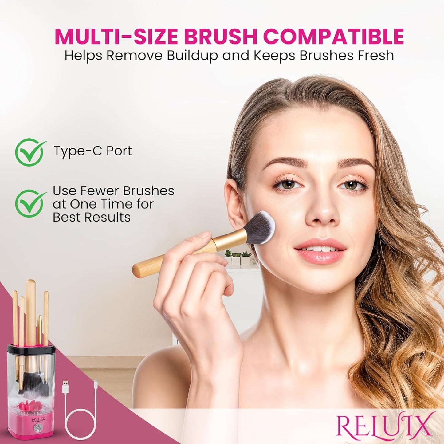 Makeup Brush Cleaner Machine – Electric Makeup Brush Cleaner Cleanser and Dryer, Automatic Spinning Brush Washer for Deep Cleaning, Cosmetic Brush Cleaner for Beauty Blender & Makeup Sponge-GlimoraGlow