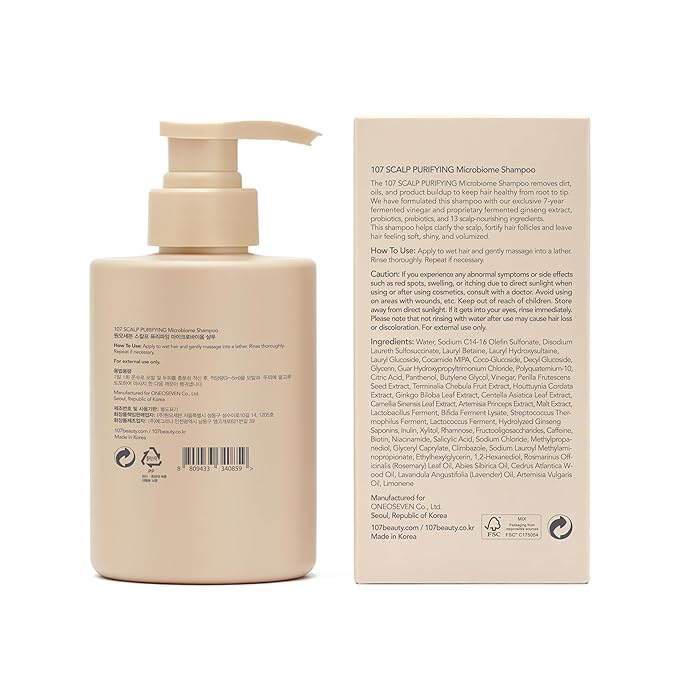 107 Clarifying Shampoo - Purifying Shampoo for Build Up, Dirt, Oil, Itchy, Dry Scalp – Fermented Vinegar & Ginseng for Refreshed & Revitalized Scalp - Paraben, Phthalate and Sulfate Free (16.9 oz)-GlimoraGlow