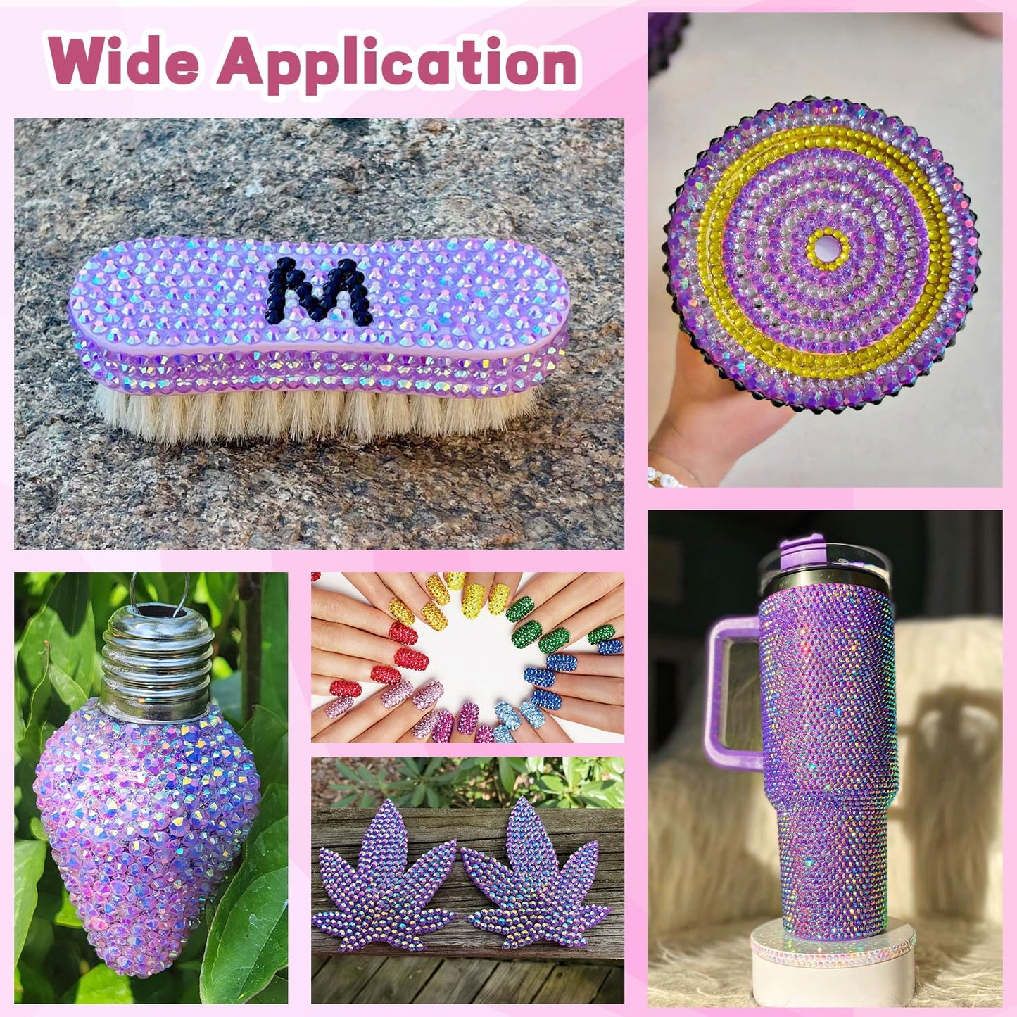 20000Pcs Purple Rhinestones for Bedazzling with 1Pcs B7000 Jewelry Glue, Resin Rhinestones for Crafting Crafts DIY, Bedazzler Kit Gems for Clothing Shoes Tumblers Nail Art Assorted Size 3/4/5/6mm-GlimoraGlow