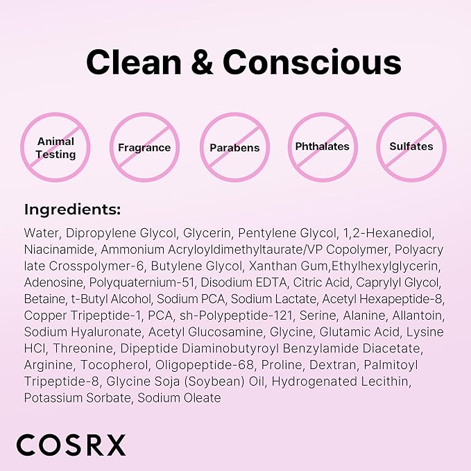 COSRX 6X Peptide Collagen Booster Toner Serum 150mL/5.07 Fl.Oz, Skin Renewal Boosting Facial Essence, Niacinamide & Hyaluronic Acid for All Skin Types, Korean Skincare, Paraben Free-GlimoraGlow