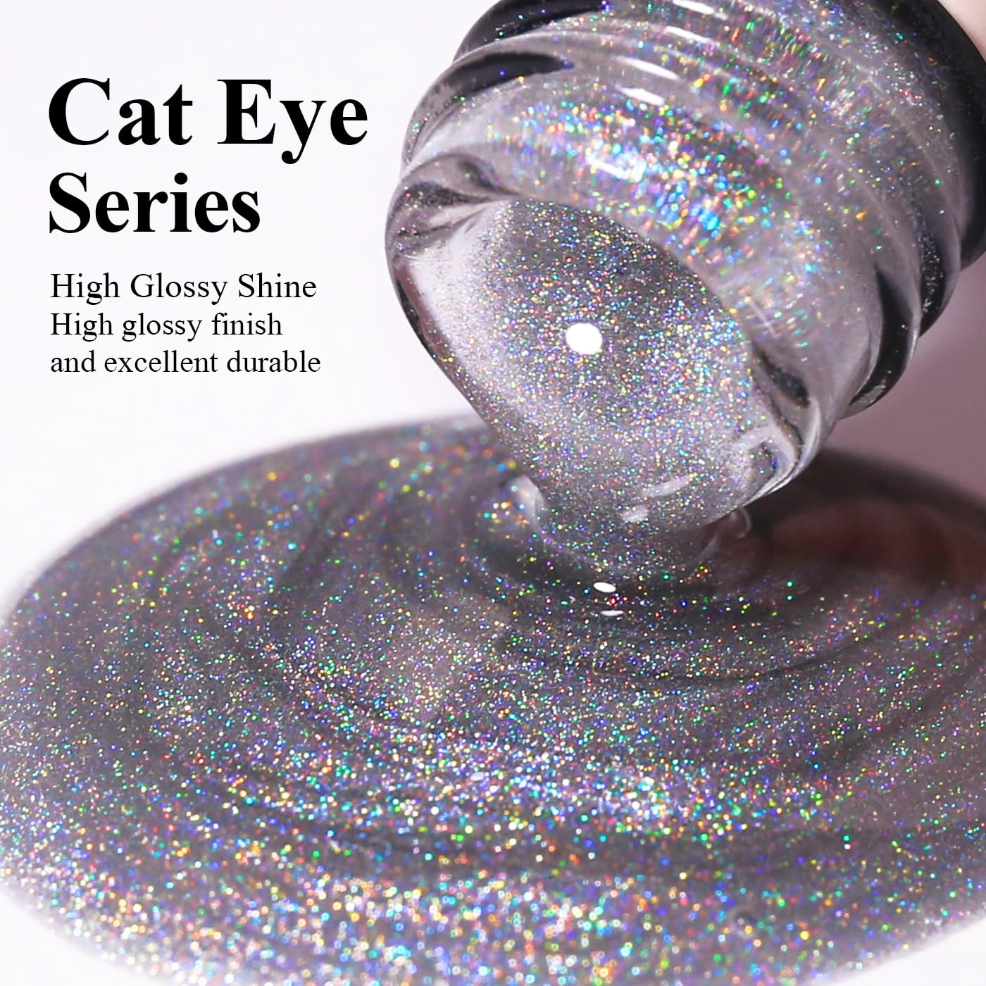 Imtiti Cat Eye Gel Nail Polish, Rainbow Holographic Magnetic Nail Gel Polish With Magnet Glittery Iridescent Galaxy Spring Summer Kit Soak Off UV Led 10ML-GlimoraGlow
