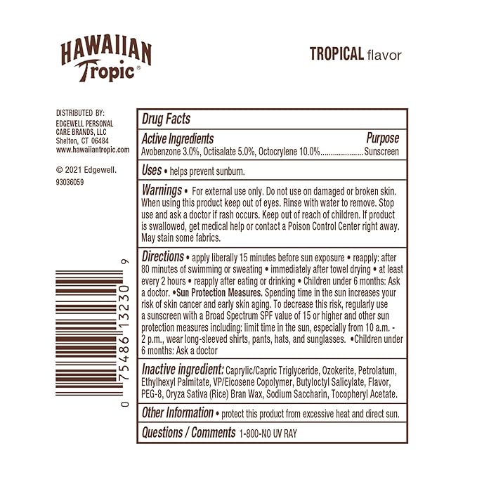 Hawaiian Tropic Tropical Lip Balm SPF 30, 0.14oz | Lip Sunscreen, Lip SPF 30, Lip Sunblock, Oxybenzone Free Sunscreen, Travel Size Sunscreen, Mini Sunscreen, 0.14oz (Pack of 10)-GlimoraGlow