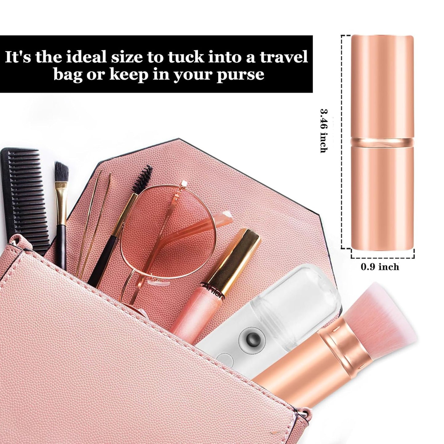 Falliny Retractable Makeup Brushes, Travel Kabuki Powder Foundation Brush, Portable Face Liquid Foundation Sunscreen Brush with Cover for Blending Liquid, Bronzer,Cream or Flawless Powder Cosmetics-GlimoraGlow